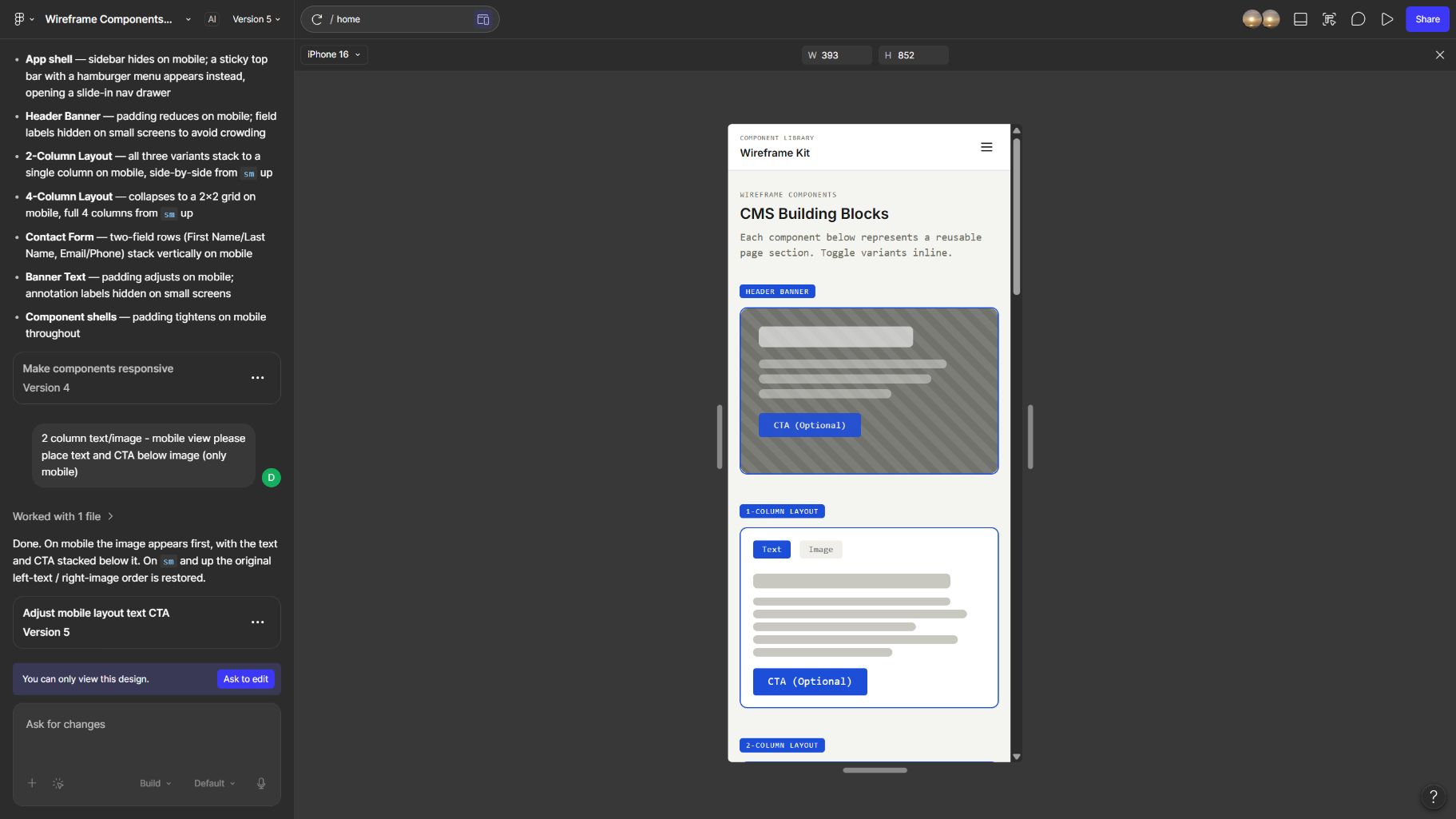 iPhone 16 preview of the responsive component library